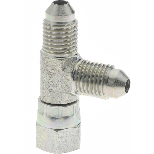 Eaton 203102-4-4S Steel Flared Tube Swivel Nut Run Tee: 1/4" Tube OD, 7/16 -20 Thread, 37 ° Flared Angle