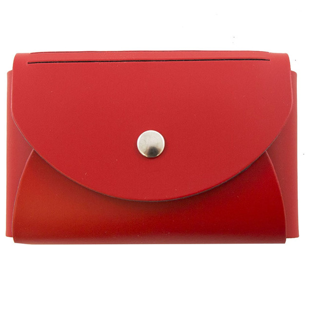 JAM PAPER AND ENVELOPE 2233317457 JAM Paper Leather Business Card Case, Round Flap, 2 1/2in x 4in x 3/4in, Red
