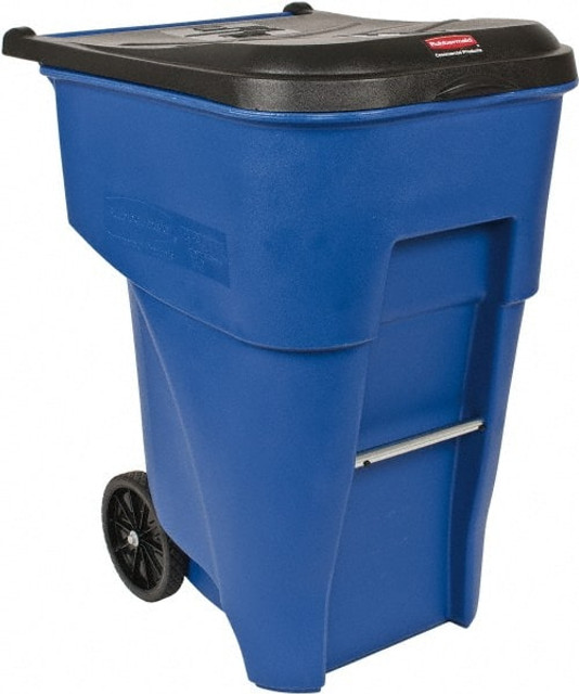 Rubbermaid FG9W2273BLUE Rollout Recycling Container/Trash Can: 95 gal, Rectangle, Blue