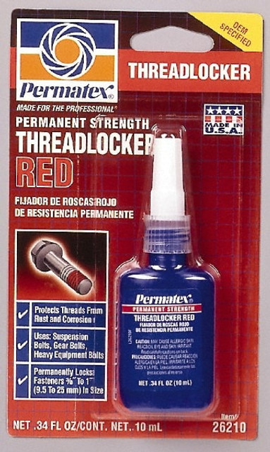 Permatex. 26210 Threadlocker: Red, Liquid, 10 mL, Bottle