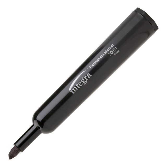 INTEGRA INC 30011 Integra Permanent Chisel Markers, Point Style, Black, Pack Of 12