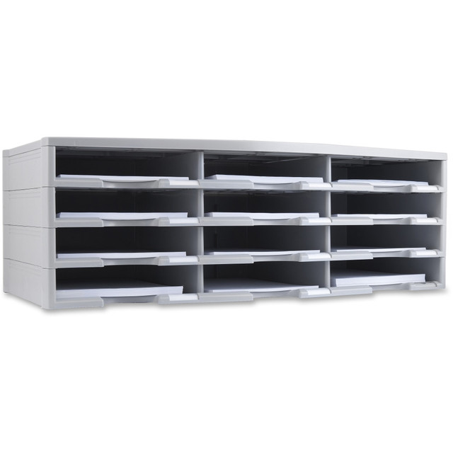 FELLOWES INC. 61431U01C Storex 12-compartment Organizer - 12 Compartment(s) - Recycled - Gray - 1Each