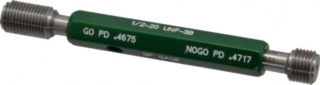 GF Gage W0500203BS Plug Thread Gage: 1/2-20 Thread, 3B Class, Double End, Go & No Go