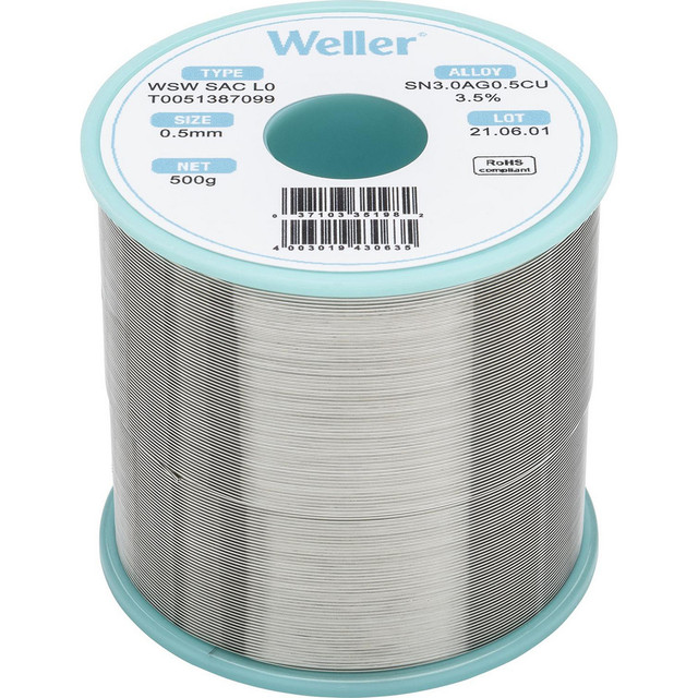 Weller T0051387099 Solder; Solder Type: Lead Free ; Material: Alloy ; Container Type: Spool ; Container Size: 500 g ; Minimum Melting Temperature: 422.6 ; Maximum Melting Temperature: 429.8