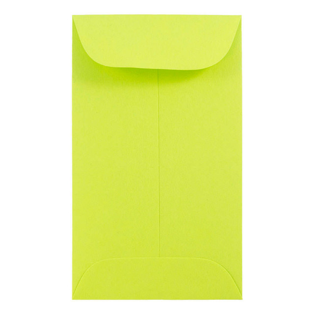 JAM PAPER AND ENVELOPE JAM Paper 356730536I  Coin Envelopes, #3, Gummed Seal, Lime Green, Pack Of 50 Envelopes