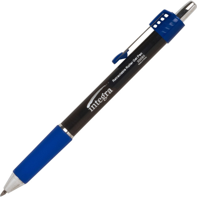 INTEGRA INC Integra 30080  Retractable Roller Gel Pen with Metal Clip - 0.7 mm Pen Point Size - Retractable - Blue Gel-based Ink - Blue Barrel - 12 / Dozen