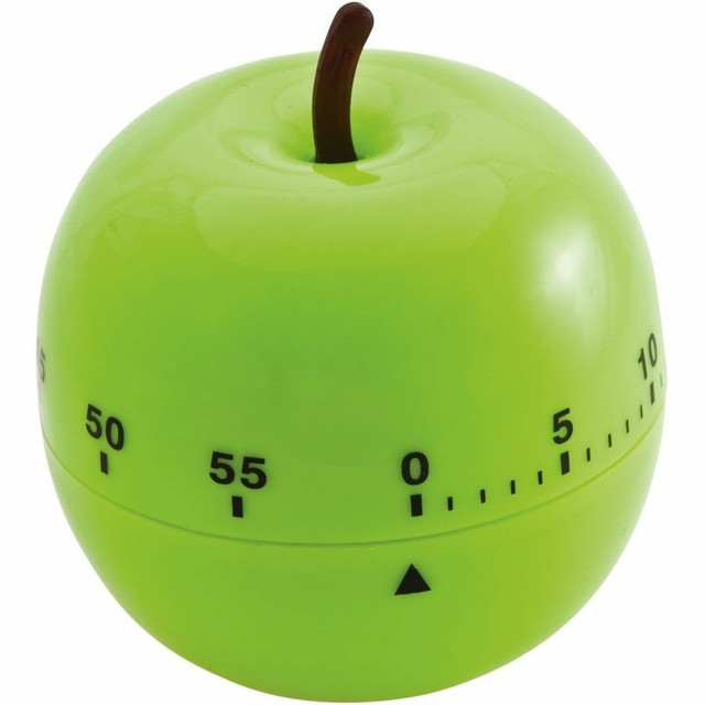 Stay on track with this Baumgartens Green Apple timer. Whether you are cooking, helping children with homework, or enjoying some fun activities, this timer ensures you easily control your daily activities. Shaped like a cheerful green apple, it features an electronic countdown from 0-60 minutes and a distinctive alarm when the time is up. The easy-to-read plastic surface is easy to wipe clean, making it a convenient addition to your kitchen or any activity. This Baumgartens Green Apple timer is perfect for timing food, homework or playing games, helping you stay organized and punctual.  Includes one green, apple-shaped timer for all your timing needsVersatile use for timing food, homework, games and moreMade with durable and easy-to-clean plastic materialCompact size for easy storage and portability