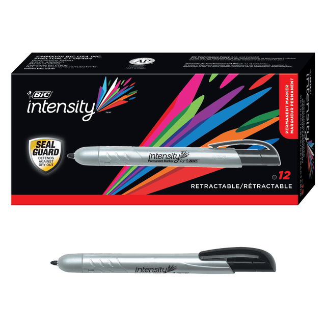 BIC CORP PMRP11-BLK BIC Intensity Retractable Permanent Markers, Fine Point, Black, Pack Of 12 Markers BIC CORP PMRP11-BLK BIC Intensity Retractable Permanent Markers, Fine Point, Black, Pack Of 12 Markers