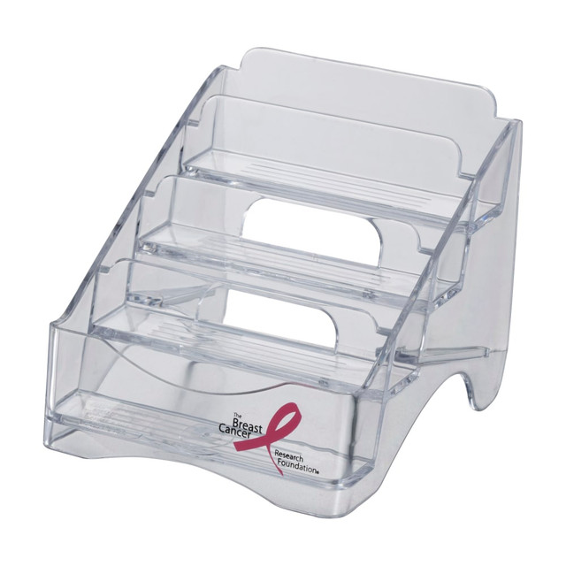 OFFICEMATE INTERNATIONAL CORP. 08930 Officemate Breast Cancer Awareness 4 Tier Business Card Holder, Clear