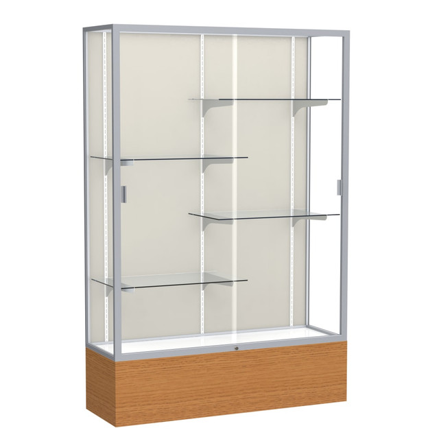 GHENT MANUFACTURING INC. 2074PB-SN-MK Waddell Reliant 4-Shelf Floor Display Case, 72inH x 48inW x 16inD, Caramel Oak Base/Satin Finish GHENT MANUFACTURING INC. 2074PB-SN-MK Waddell Reliant 4-Shelf Floor Display Case, 72inH x 48inW x 16inD, Caramel Oak Base/Satin Finish