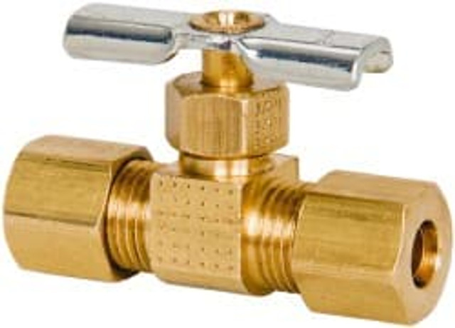 Eaton A6765 Needle Valve: Straight, 1/4" Pipe, Compression x Compression End, Brass Body