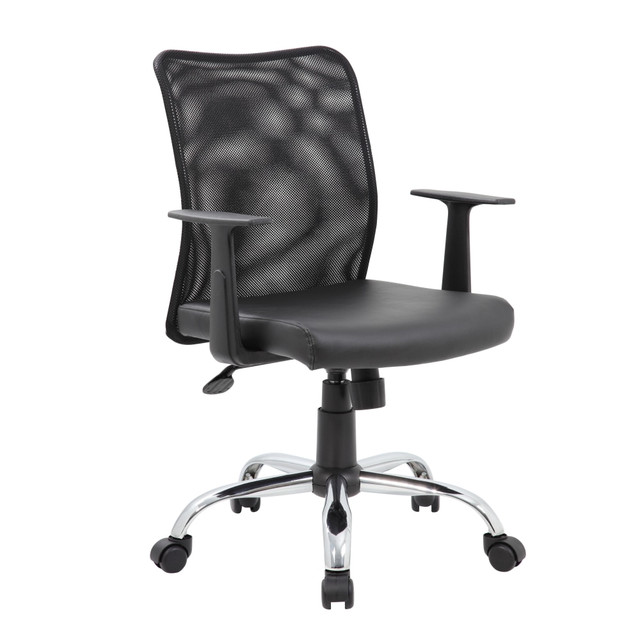 NORSTAR OFFICE PRODUCTS INC. B6116C-CS Boss Office Products Budget Vinyl Mid-Back Task Chair, With Arms, Black