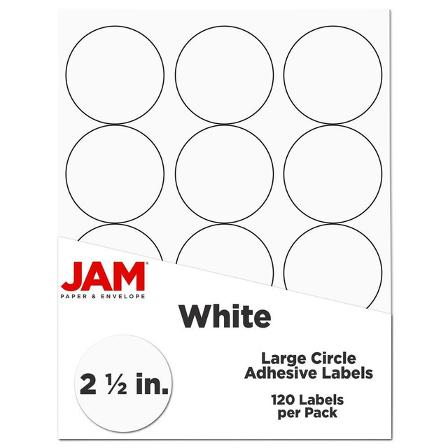 JAM PAPER AND ENVELOPE 2147615066 JAM Paper Circle Label Sticker Seals, 2 1/2in, White, Pack Of 120