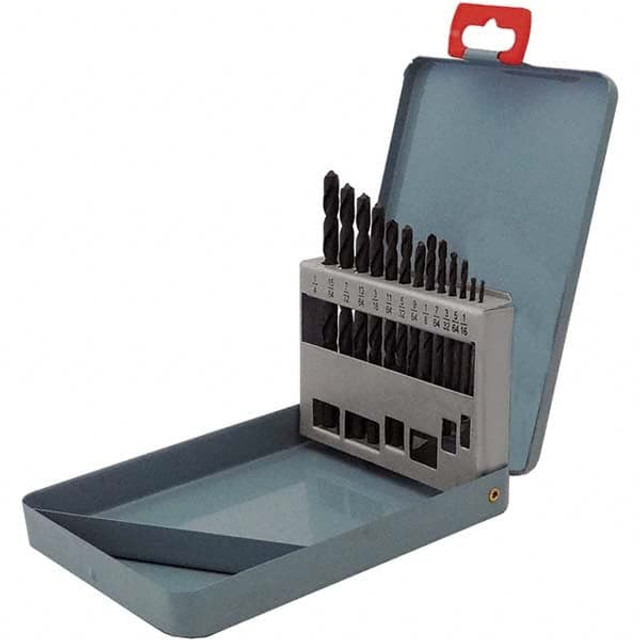 Cle-Force C69381 Drill Bit Set: Jobber Length Drill Bits, 13 Pc, 0.0625" to 0.25" Drill Bit Size, 135 °, High Speed Steel