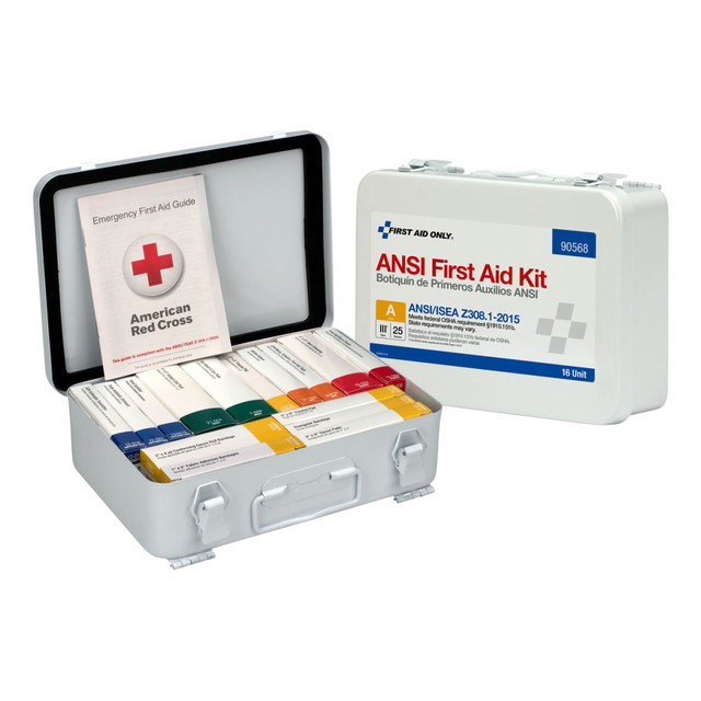 FIRST AID ONLY, INC. 90568 First Aid Only Metal Weatherproof First Aid Kit, White, 82 Pieces FIRST AID ONLY, INC. 90568 First Aid Only Metal Weatherproof First Aid Kit, White, 82 Pieces