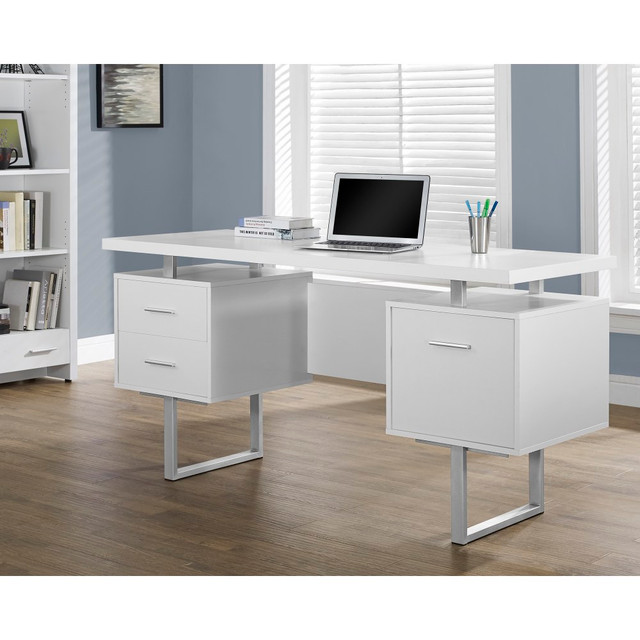 MONARCH PRODUCTS I 7081 Monarch Specialties Retro-Style 60inW Computer Desk, White