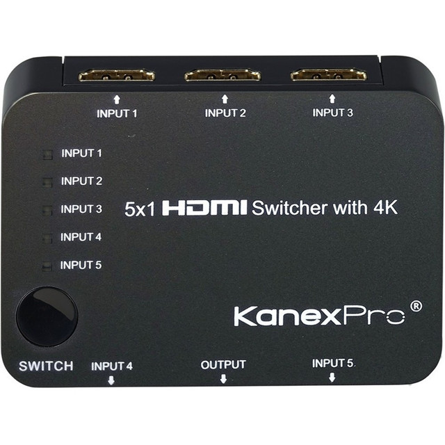 KANEX SW-HD5X14K Pro 5x1 HDMI Switcher with 4K Support - TV, Blu-ray Disc Player, Xbox, Projector, Home Theater, STB, PlayStation 3, DVD Player, PlayStation 4 Compatible - 5 x HDMI Digital Audio/Video In, 1 x HDMI Digital Audio/Video Out