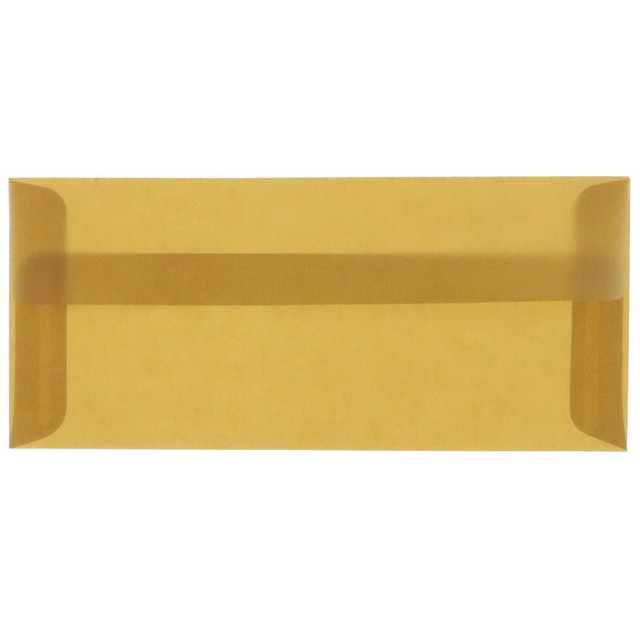 ELSA INC JAM Paper PACV351A  #10 Business Booklet Envelopes, Translucent, Gummed Closure, Earth Brown, Pack Of 25