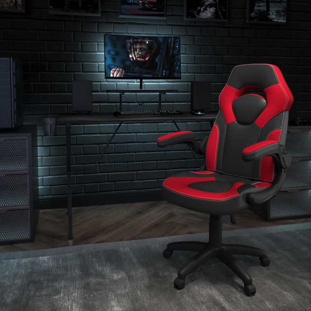 FLASH FURNITURE BLNX10RSG1031RD  Gaming Desk And Racing Chair Set With Cup Holder, Headphone Hook and Monitor/Smartphone Stand, Red