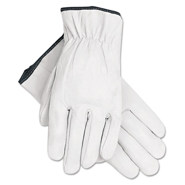 MCR SAFETY 3601XL Grain Goatskin Driver Gloves, Gunn Cut, Straight Thumb, X-Large, White, 12 Pairs