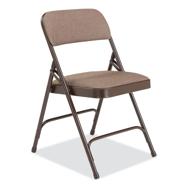 NATIONAL PUBLIC SEATING NPS® 2207 2200 Series Fabric Dual-Hinge Premium Folding Chair, Supports Up to 500 lb, Walnut Seat, Walnut Back, Brown Base, 4/Carton