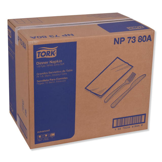 SCA TISSUE Tork® NP7380A Advanced Dinner Napkin, 3-Ply, 17 x 16.12, 1/8 Fold, White,1,740/Carton
