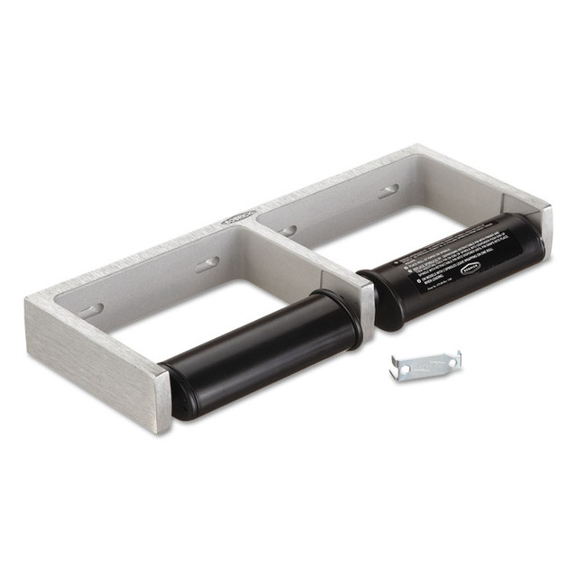BOBRICK WASHROOM 2740 ClassicSeries Toilet Tissue Dispenser for Two Rolls, 12.5 x 4 86 x 1.5, Satin Finish Cast Aluminum