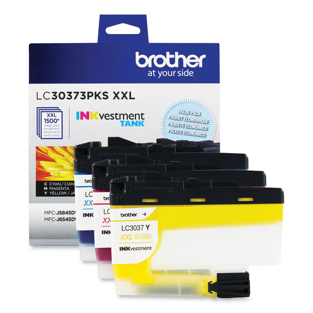 BROTHER INTL. CORP. LC30373PKS LC30373PKS INKvestment Super High-Yield Ink, 1,500 Page-Yield, Cyan/Magenta/Yellow