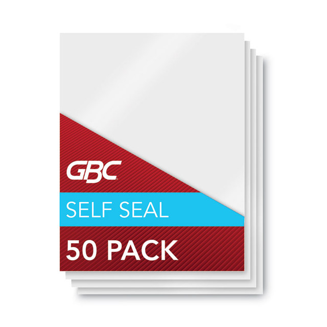 WILSON JONES CO. GBC® 3747307 SelfSeal Self-Adhesive Laminating Pouches and Single-Sided Sheets, 3 mil, 9" x 12", Gloss Clear, 50/Pack