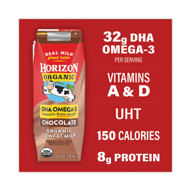 DANONE Horizon Organic 22000536 Low Fat Milk, Chocolate, 8 oz, 18/Carton