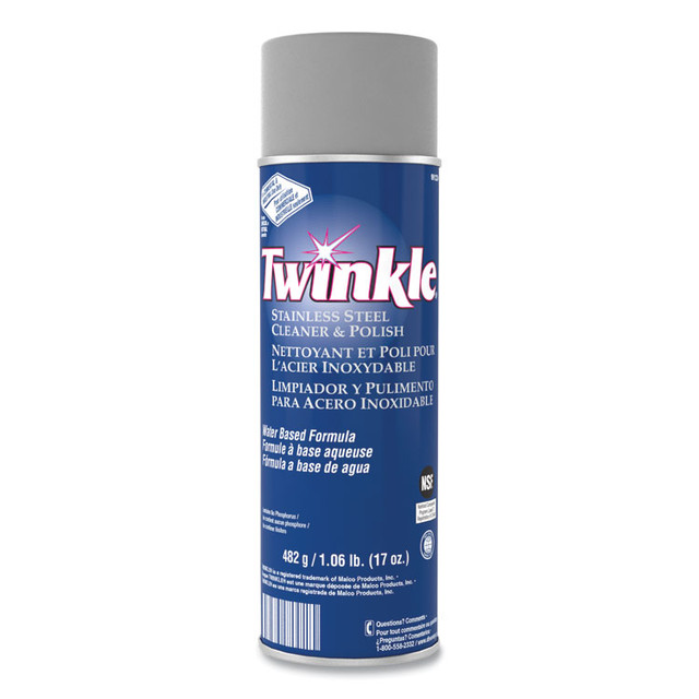 DIVERSEY Twinkle® 991224 Stainless Steel Cleaner and Polish, 17 oz Aerosol Spray, 12/Carton