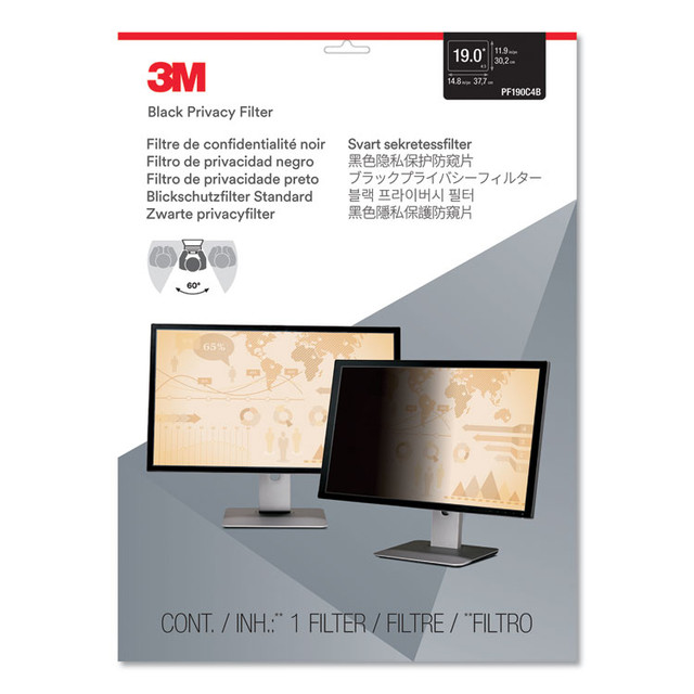 3M/COMMERCIAL TAPE DIV. PF190C4B Frameless Blackout Privacy Filter for 19" Flat Panel Monitor