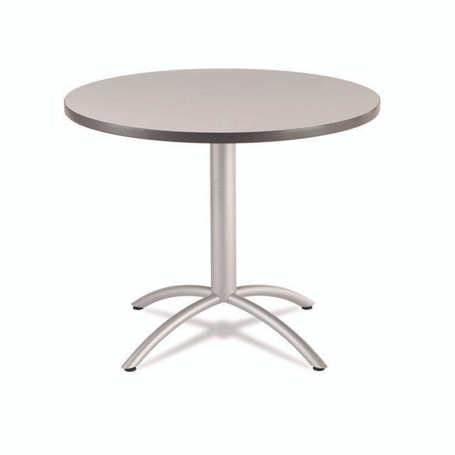 ICEBERG ENTERPRISES 65621 CafeWorks Table, Cafe-Height, Round, 36" x 30", Gray/Silver
