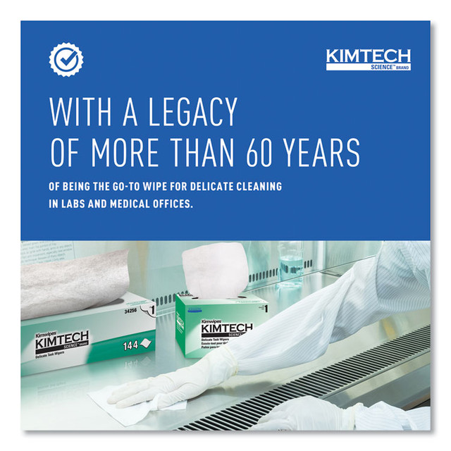 KIMBERLY-CLARK PROFESSIONAL Kimtech™ 34155 Kimwipes Delicate Task Wipers, 1-Ply, 4.4 x 8.4, Unscented, White, 286/Box