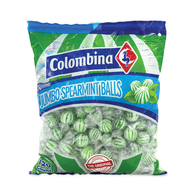 COLOMBINA S.A. 20900022 Jumbo Spearmint Balls, 0.04 oz, 120 Balls/Bag, 1 Bag/Carton