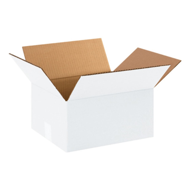 B O X MANAGEMENT, INC. Partners Brand 12106W  White Corrugated Cartons 12in x 10in x 6in, Bundle of 25