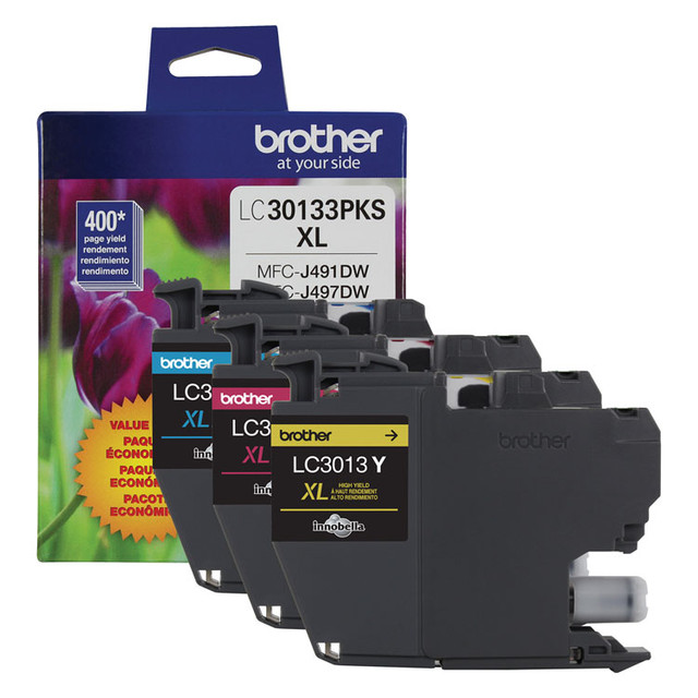 BROTHER INTL. CORP. LC30133PKS LC30133PKS High-Yield Ink, 400 Page-Yield, Cyan/Magenta/Yellow