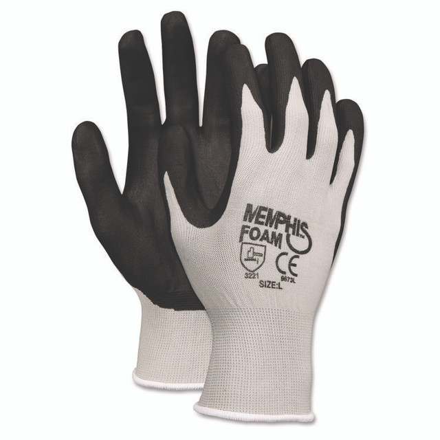 MCR SAFETY 9673XL Economy Foam Nitrile Gloves, EN388: 3221, X-Large, Black/Gray, 12 Pairs