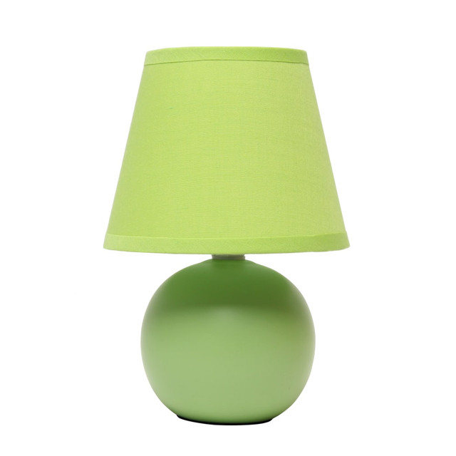 ALL THE RAGES INC LT2008-GRN Simple Designs  Mini Ceramic Globe Table Lamp, 8.66inH, Green