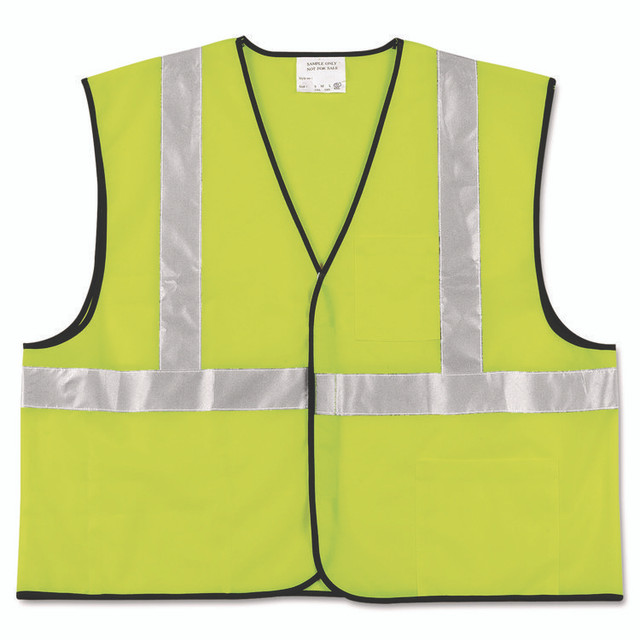 MCR SAFETY VCL2SLXL2 Class 2 Safety Vest, Polyester, 2X-Large, Fluorescent Lime with Silver Stripe
