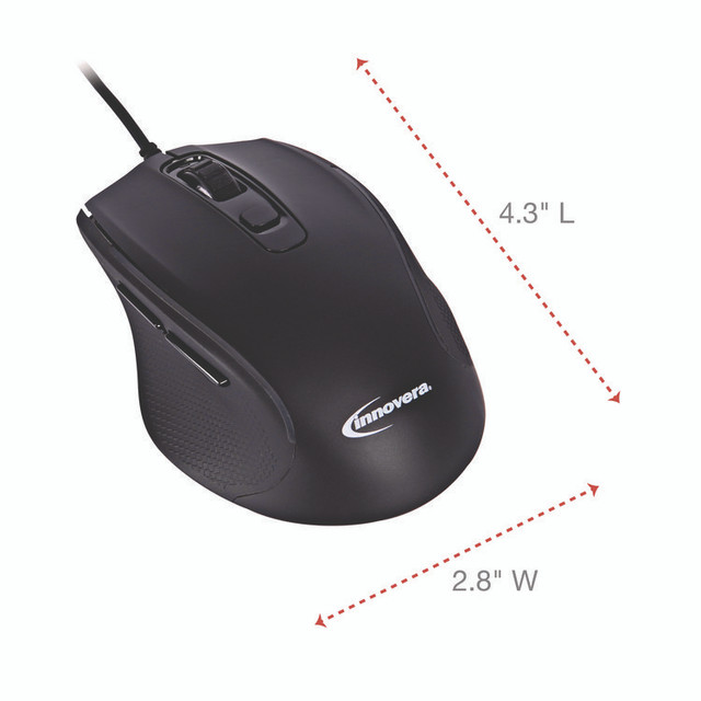 INNOVERA 61014 Full-Size Wired Optical Mouse, USB 2.0, Right Hand Use, Black