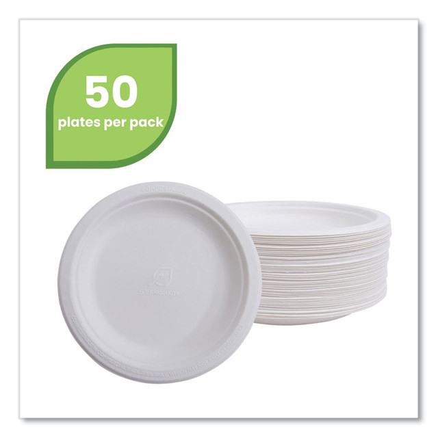 ECO-PRODUCTS,INC. EPP005PK Renewable Molded Fiber Dinnerware, Plate, 10" dia, Natural White, 50/Pack