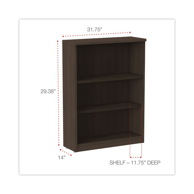 ALERA VA634432ES Alera Valencia Series Bookcase, Three-Shelf, 31.75w x 14d x 39.38h, Espresso