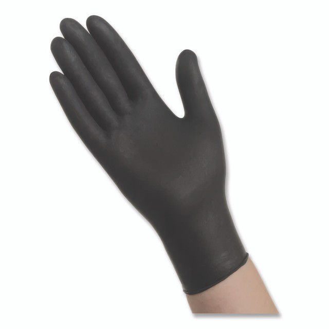 TRADEX INTERNATIONAL AMBITEX® NMD720BLK N720 Series Powder-Free Nitrile Gloves, Medium, 6 mil Thick, 12" Long, Black, 100/Box, 10 Boxes/Carton