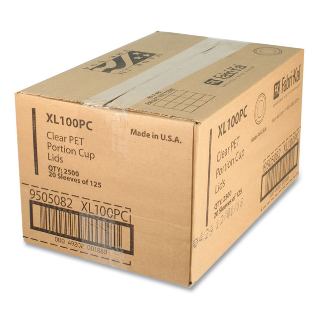 FABRI-KAL XL100PC Portion Cup Lids, Fits 0.75 oz to 1 oz Portion Cups, Plastic, Clear, 2,500/Carton