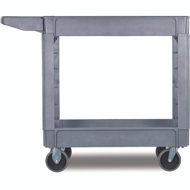 BOARDWALK 4024UC GRA Two-Shelf Utility Cart, Plastic, 2 Shelves, 500 lb Capacity, 17.25" x 40" x 33.5", Gray