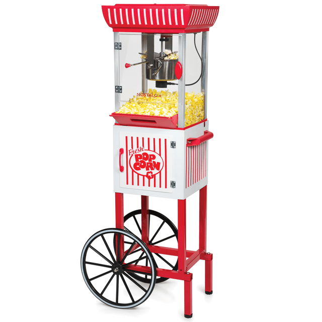 NOSTALGIA PRODUCTS GROUP LLC Nostalgia Electrics NKPCRT25RW  10-Cup Popcorn Cart, Red/White