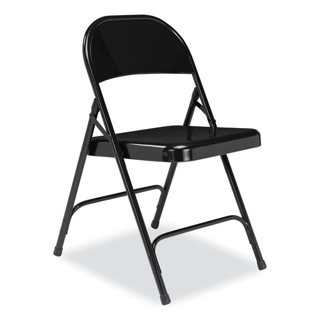 NATIONAL PUBLIC SEATING NPS® 510 50 Series All-Steel Folding Chair, Supports Up to 500 lb, 16.75" Seat Height, Black Seat, Black Back, Black Base, 4/Carton