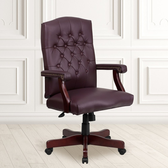 FLASH FURNITURE 801L-LF0019-BY-LEA-GG  Martha Washington LeatherSoft Faux Leather High-Back Swivel Office Chair, Burgundy