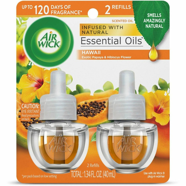 RECKITT BENCKISER 85175 Air Wick Papaya Scented Oil - Oil - 0.7 fl oz (0 quart) - Hawaii Exotic Papaya, Hibiscus Flower - 60 Day - 2 / Pack RECKITT BENCKISER 85175 Air Wick Papaya Scented Oil - Oil - 0.7 fl oz (0 quart) - Hawaii Exotic Papaya, Hibiscus Flower - 60 Day - 2 / Pack